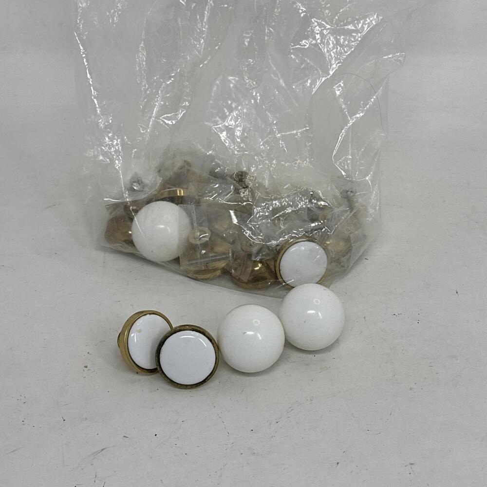 (15-Pack) Bathroom Drawer Handles White Ceramic Gold Finish Decorative Used GC